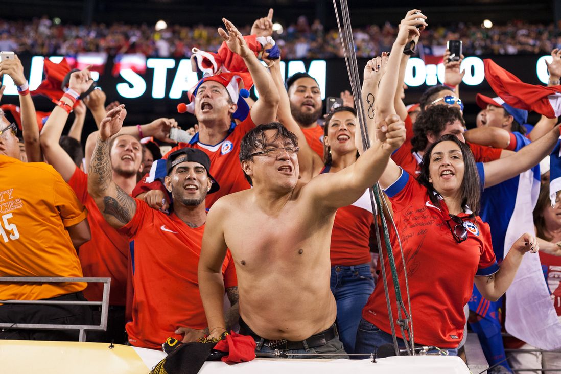 Chile supporters react at the end of the match.